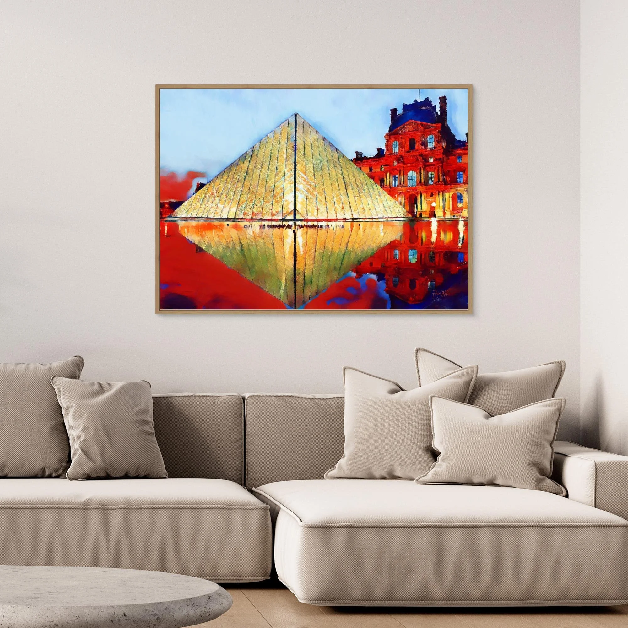 Louvre Pyramid Paris Canvas Print – Colorful Modern Wall Art for Interior Decoration (5).jpg