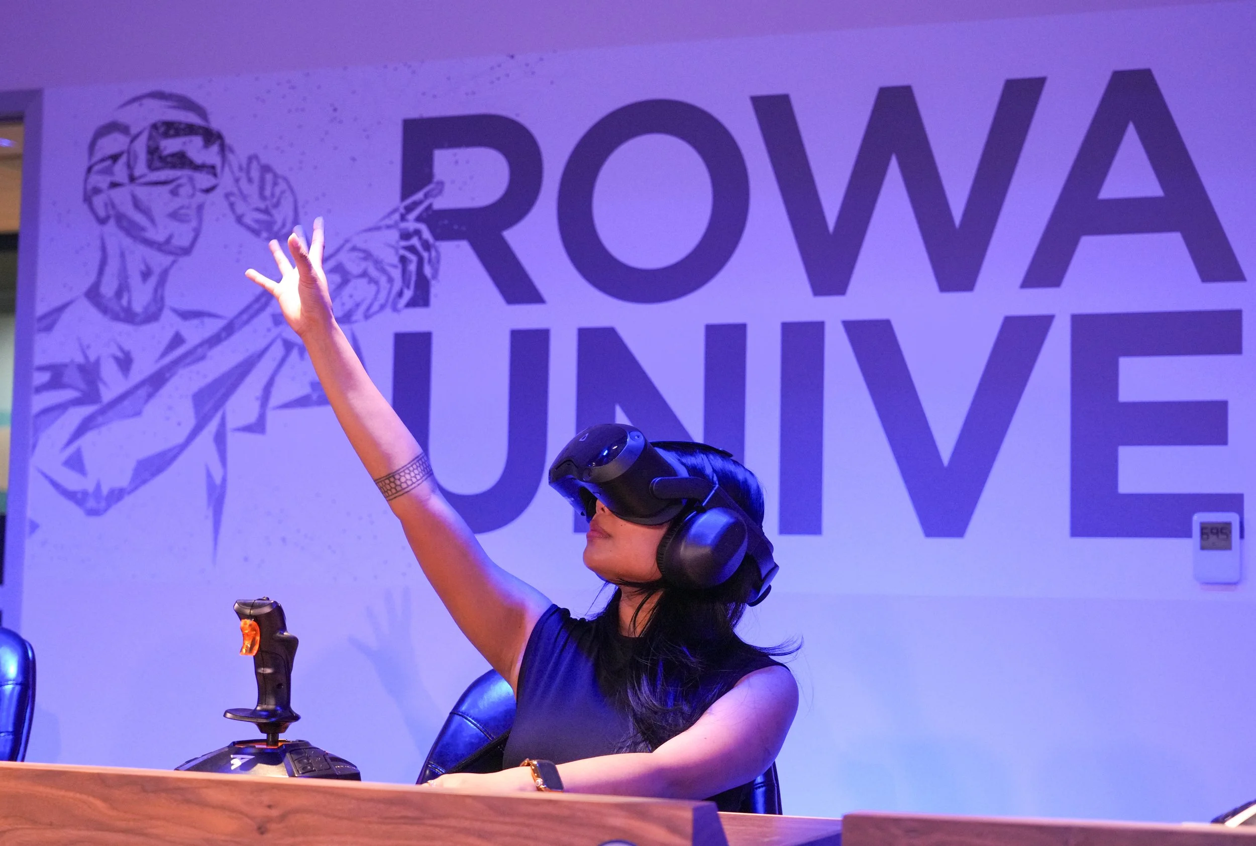 Leeza Duller, Visualization Engineer, reaches out in VR to test A&P interaction.