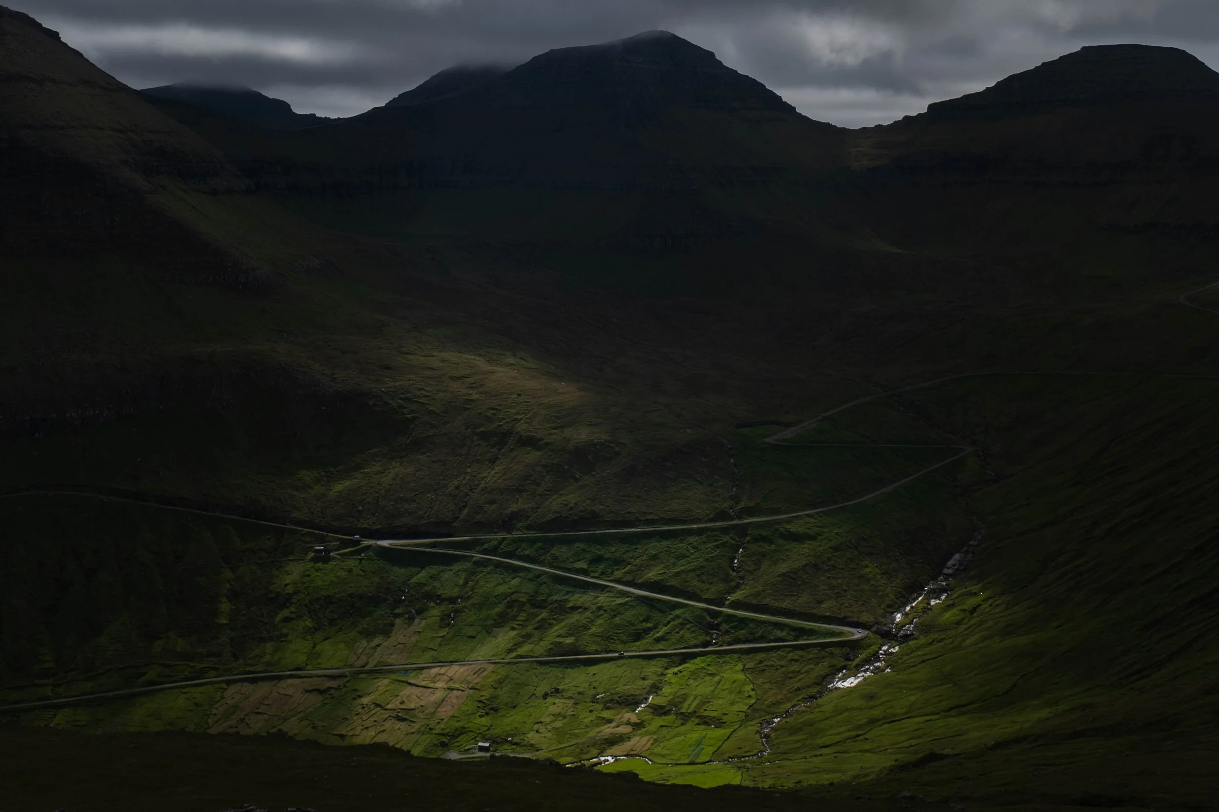 Valley, with the highest peak Slættaratindur, on Esturoy in the archipelago of the Faroe Islands.