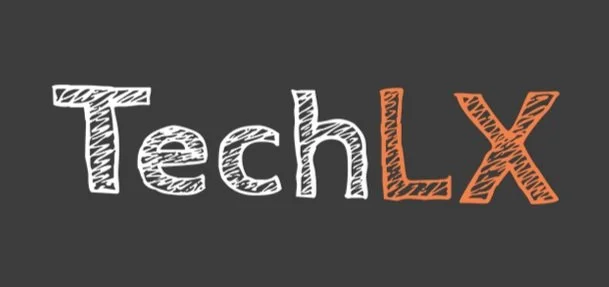 Hand-drawn style text reading 'TechLx' on a dark background.