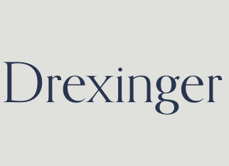 The word 'Drexinger' written in large, serif font on a light gray background.