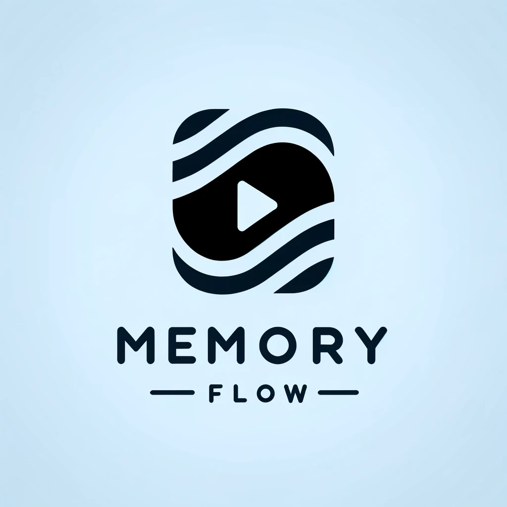 The logo for Memory Flow: a depiction of play button like you'd see on any video platform like YouTube but with wavy flourishes.