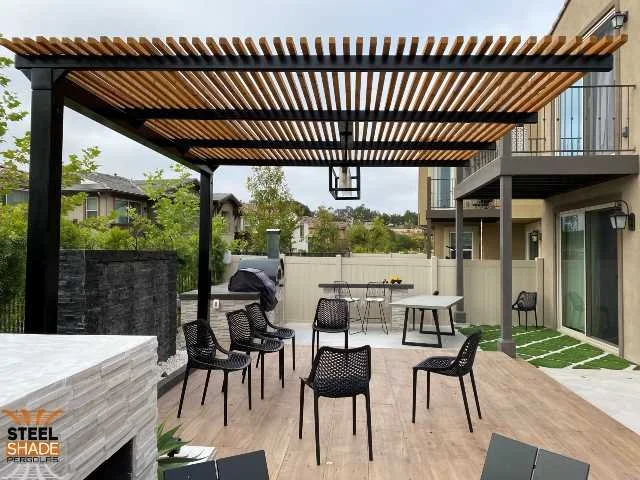 Straight Cantilever Pergolas — Steel Shade Pergolas