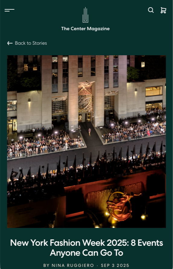 Rockefeller Center's official website mentioning our New York Fashion Week event in 2025