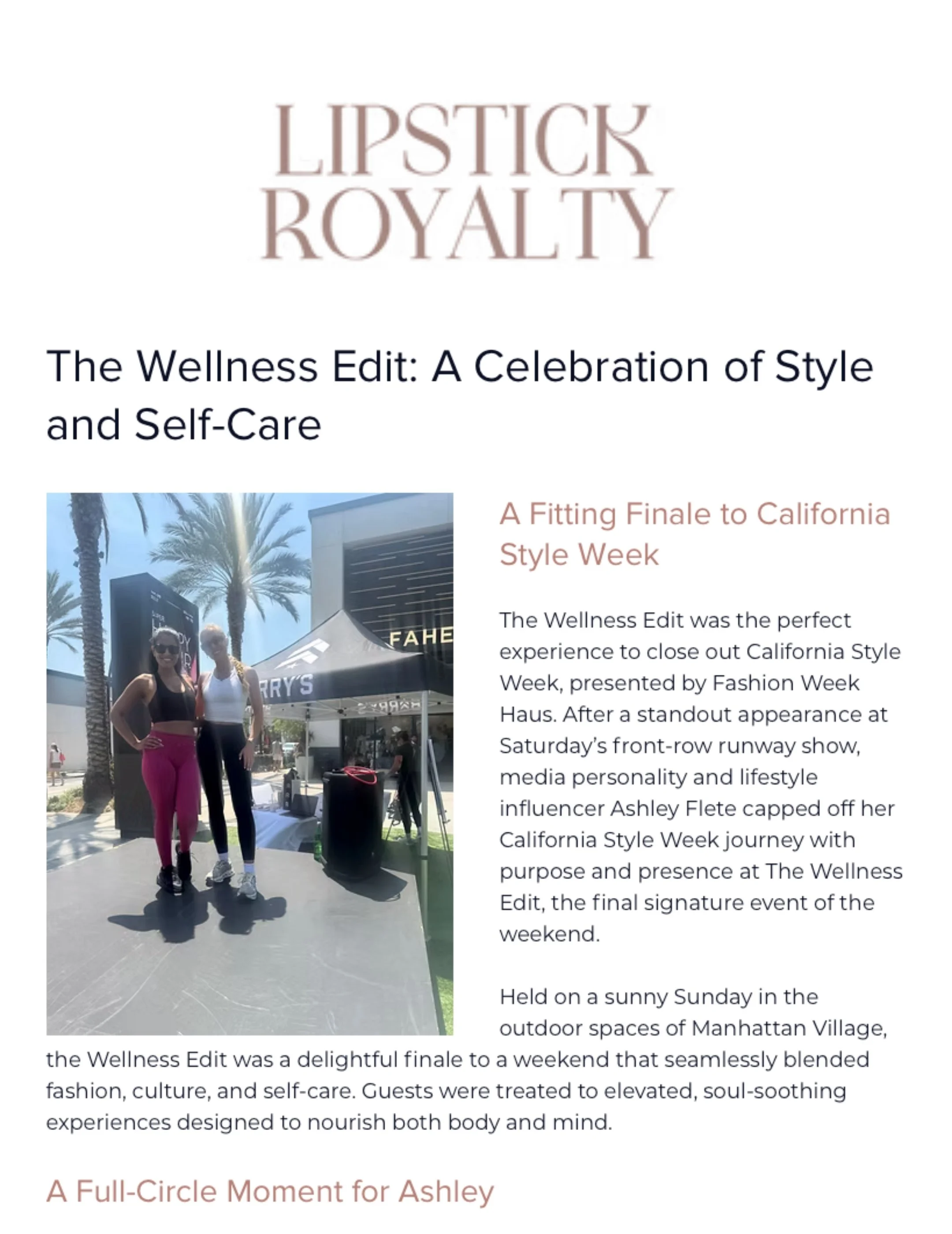 Lipstick Royalty's article about our event at California Style Week