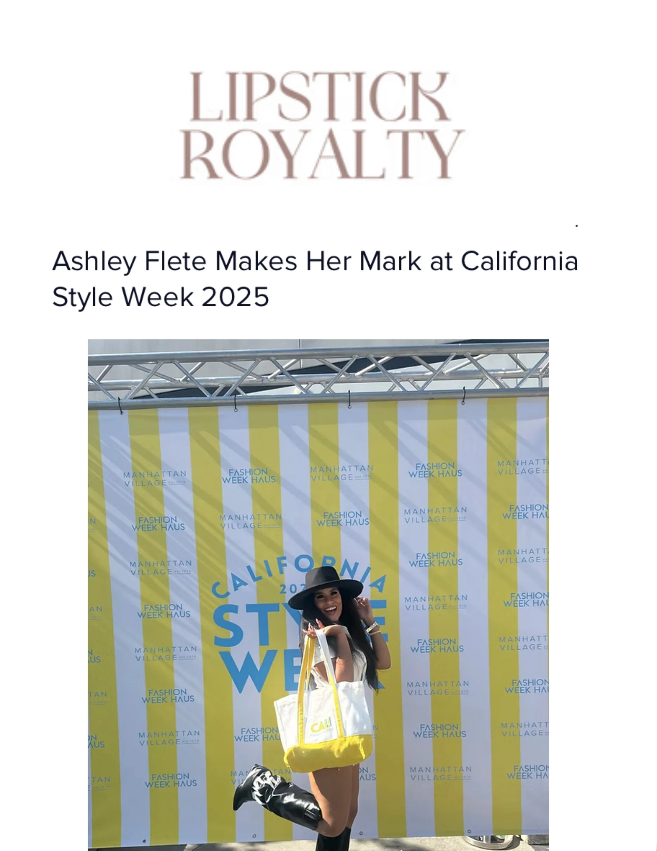 Lipstick Royalty's article about our event at California Style Week