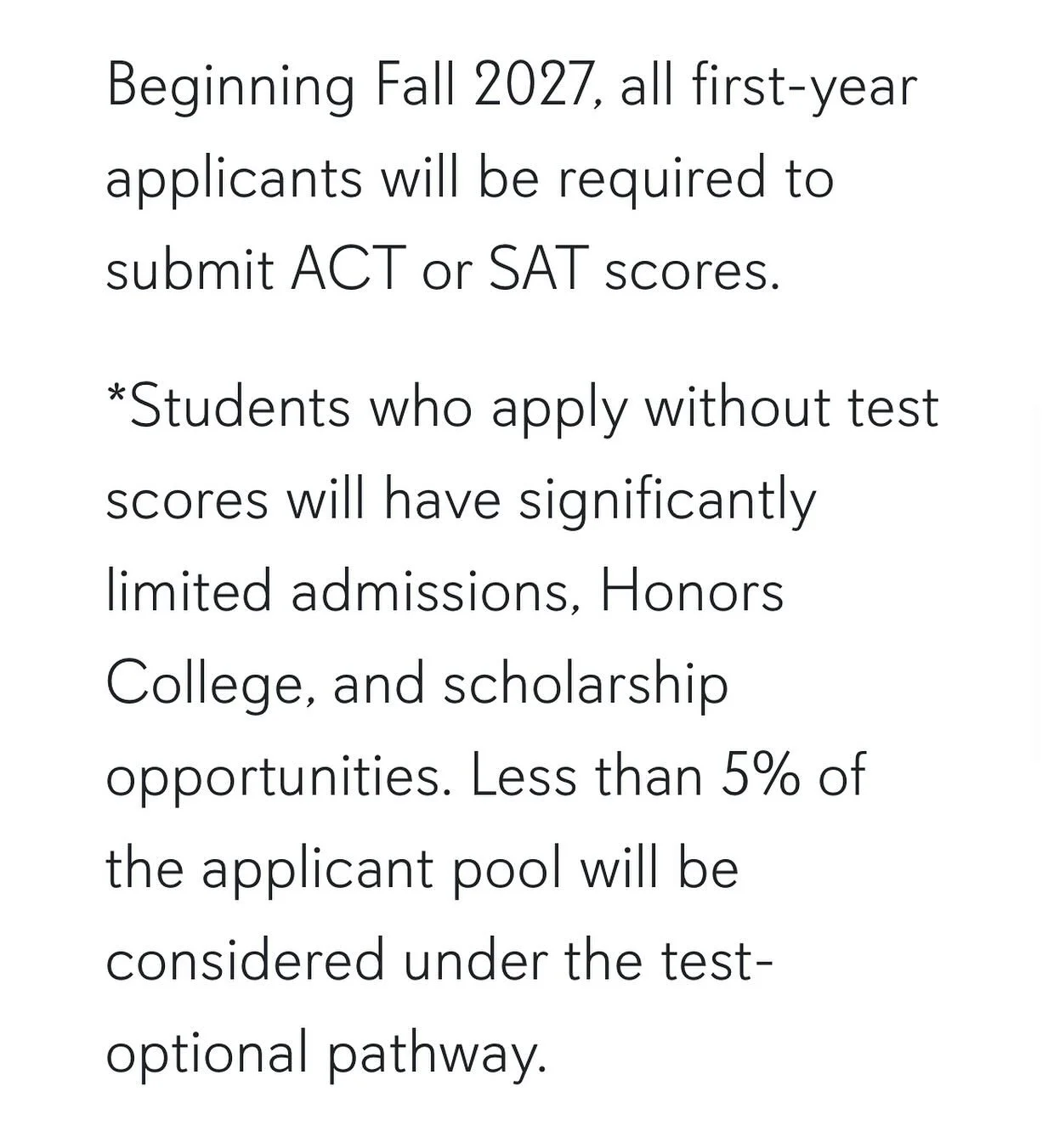 @auburnu will require scores next year, and this year will only accept 5% of its incoming class without scores. They are joining the increasing number of schools who are dropping test optional.