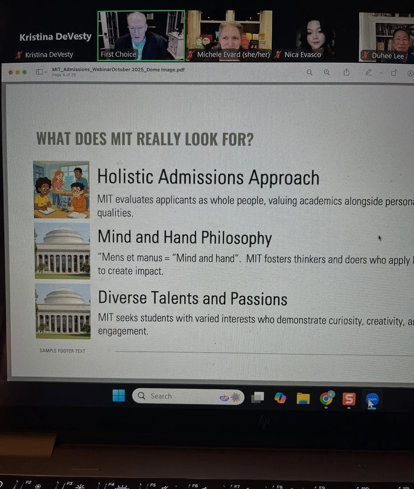 Today&rsquo;s presentation is with the director of Admissions at MIT and an alumni panel. Let&rsquo;s go!