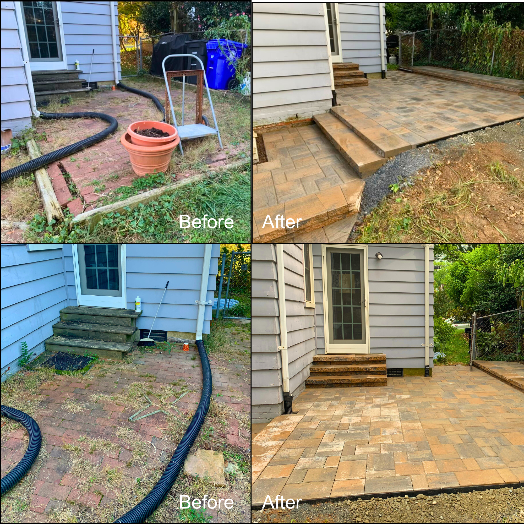 Drainage installation under new patio construction