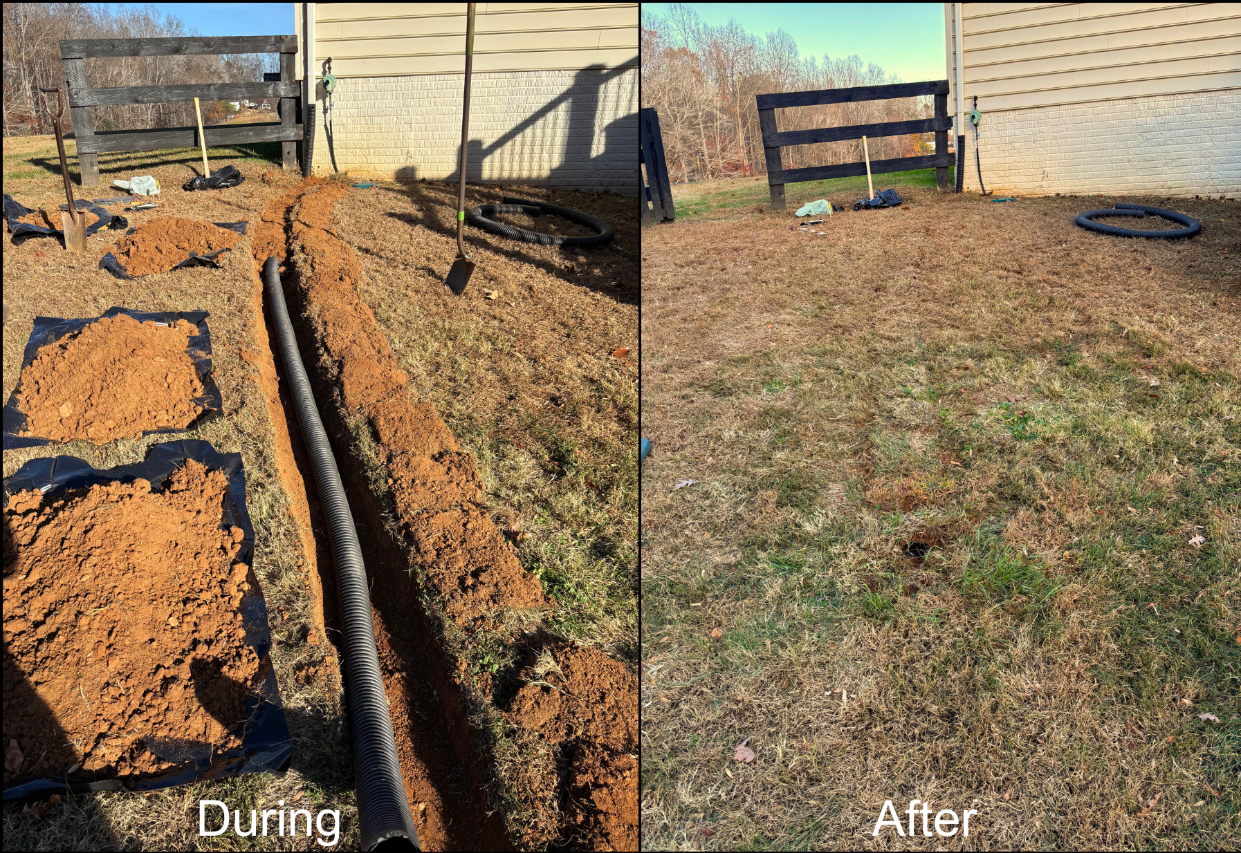 Home drainage installation on slope
