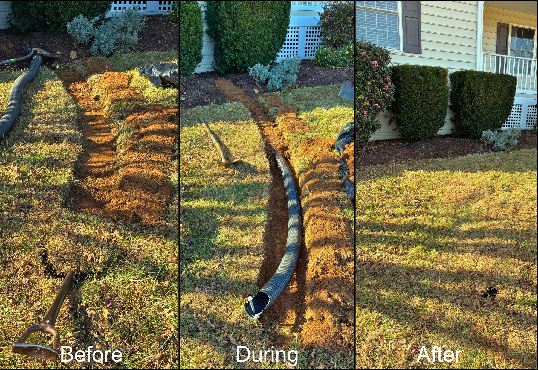 Home drainage installation and repair of planting beds