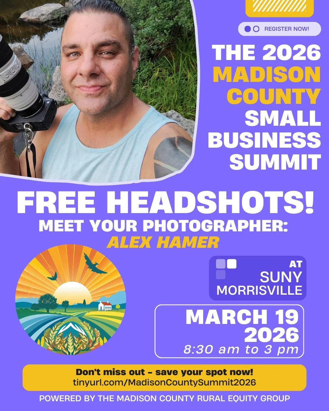 Dress to impress for this year's Madison County Small Business Summit, taking place on March 19, 2026 from 8:30 AM to 2:15 PM at @sunymorrisville!

We're so excited to offer something new this year: your $25 ticket includes FREE professional headshot