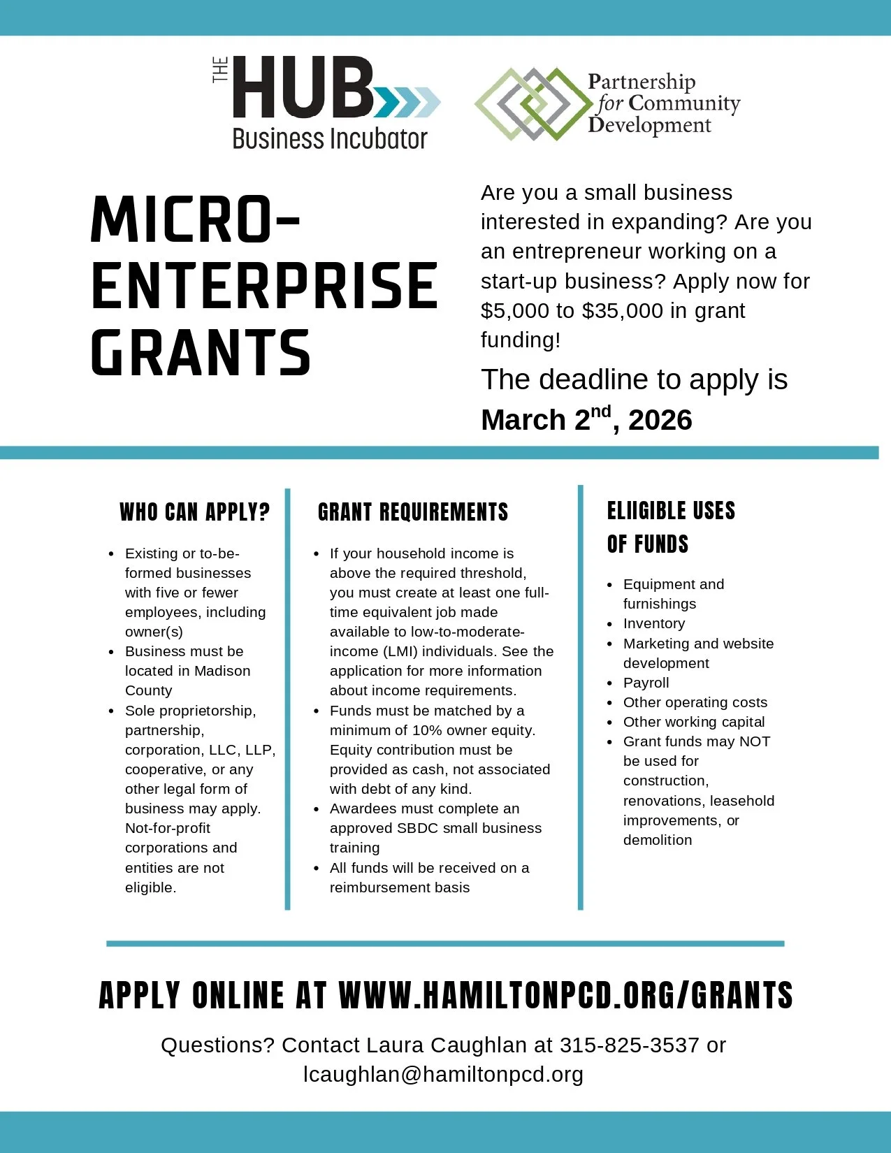 There is still plenty of time to apply for Microenterprise funding! You can find everything you need to get started at 
https://www.hamiltonpcd.org/grants