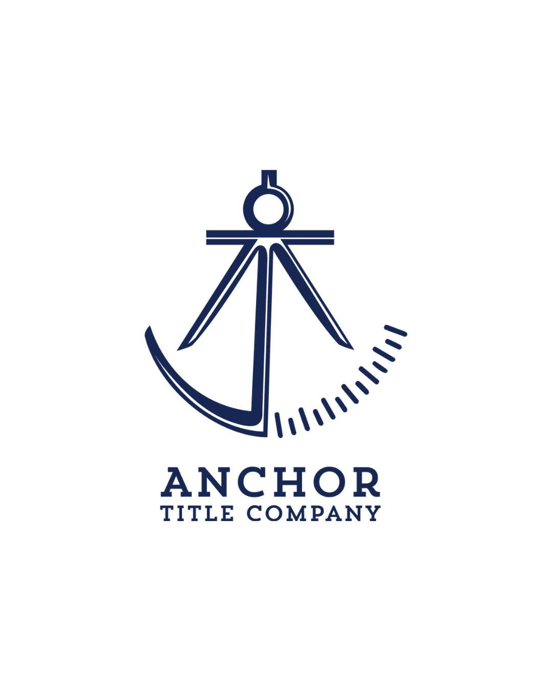 Logo featuring a navy blue anchor integrated with a measuring semicircle, with the company name "Anchor Title Company" below.