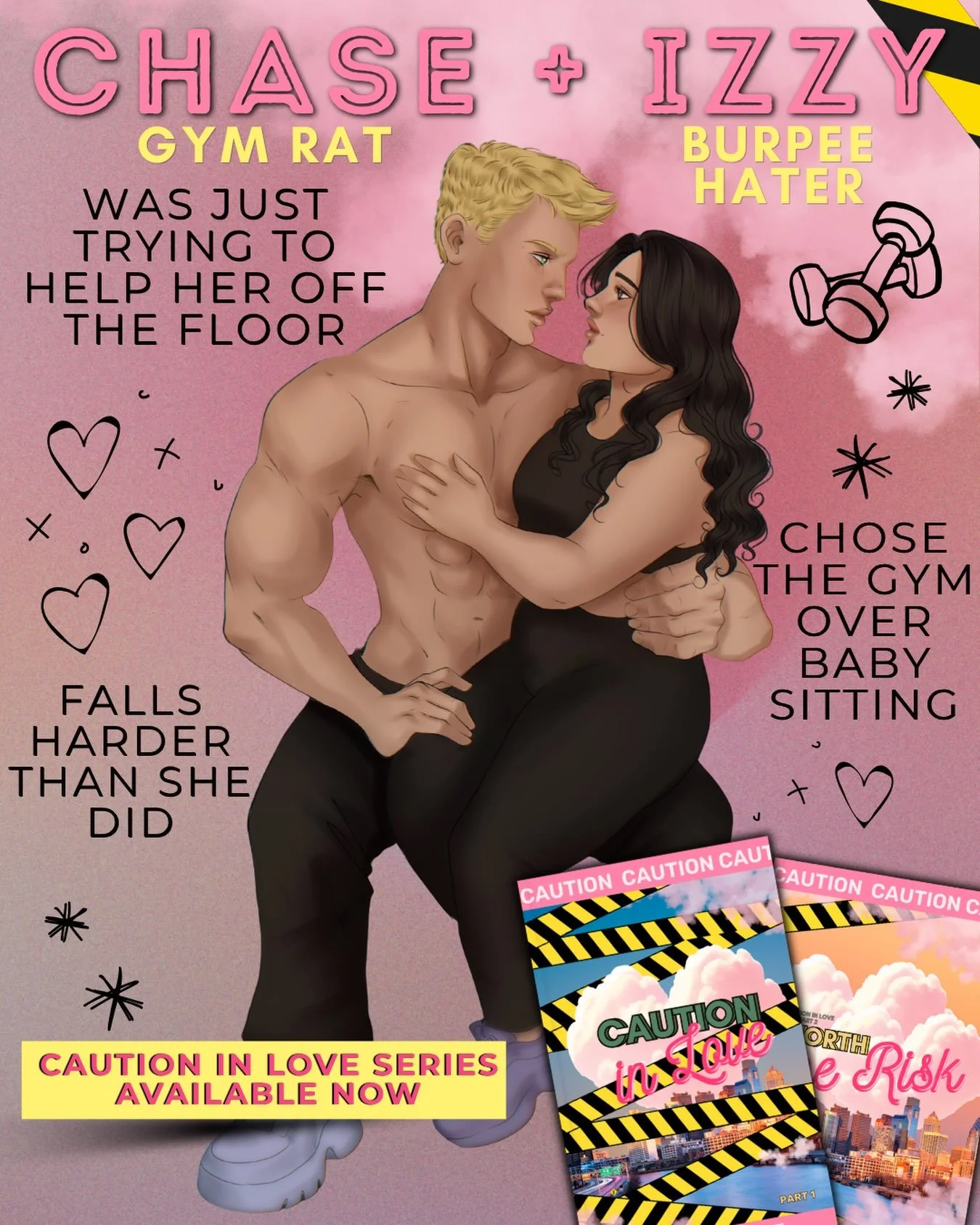 🏋🏼&zwj;♂️The gym rat + the woman who would rather be literally anywhere else than babysitting her badass nephews.

Chase + Izzy💘
Caution in Love is available now on KU, ebook &amp; paperback.

👉🏽 Be honest&hellip; burpees or babysitting duty?🤔
