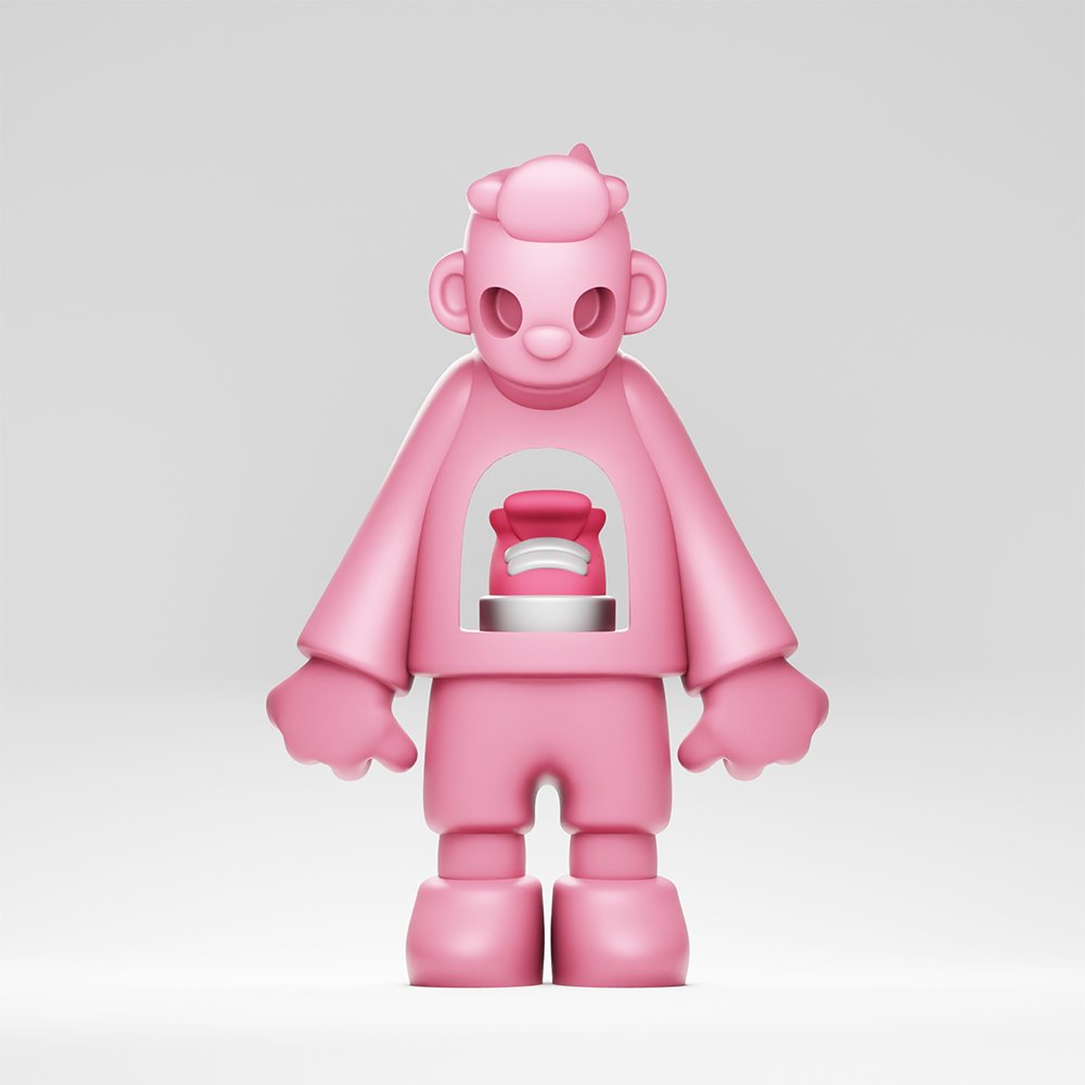 Investment-grade art toy Joy Boy Bubblegum by Atom Toys Studios. Ultra-limited, never to be restocked, this designer collectible is a high-value piece from the Sra. Gallery solo exhibition, Dec 2024.