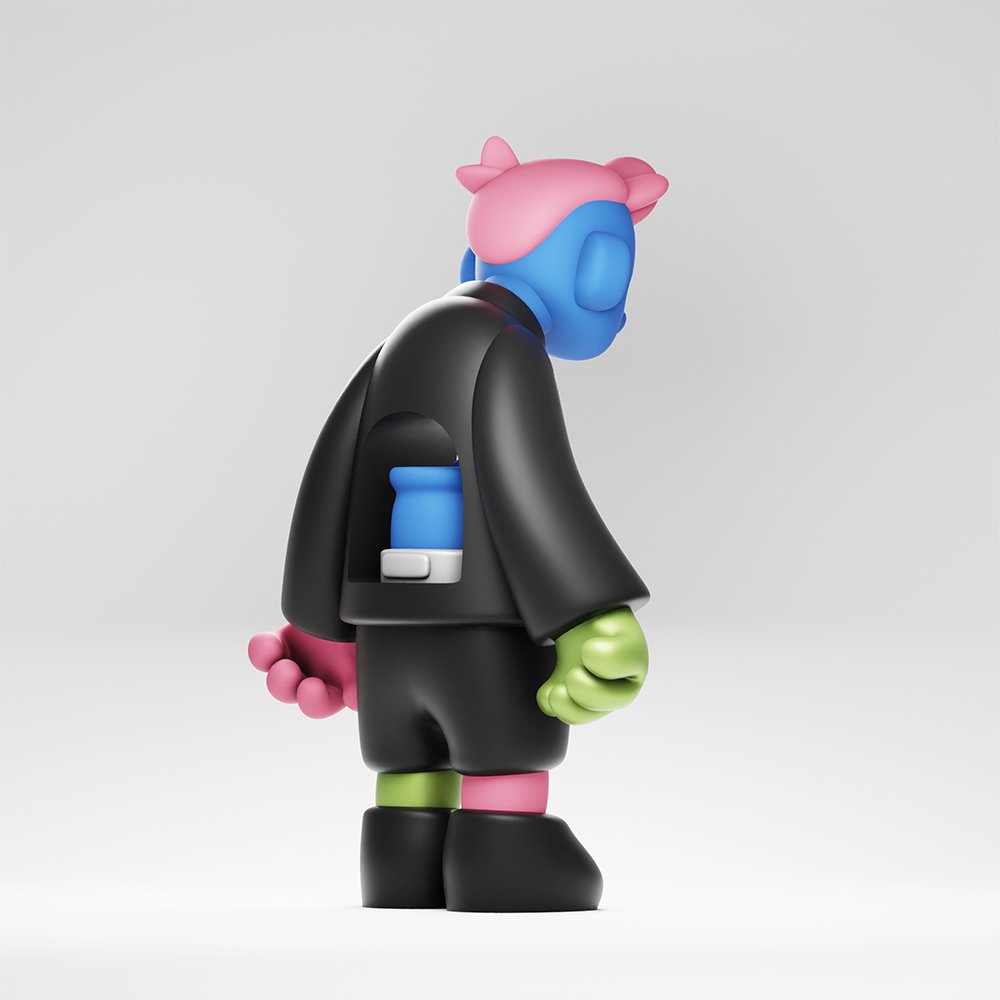One-of-a-kind exclusive designer toy Joy Boy Overdose by Atom Toys Studios. Highly sought-after art collectible, part of the Sra. Gallery solo exhibition, Dec 2024. Ultra-rare, museum-worthy drop.