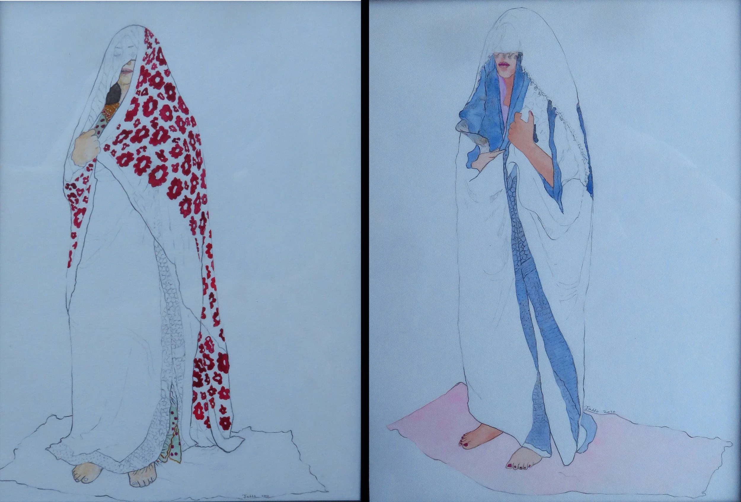 Half Covered Face, Red Flower & Pink Carpet, 8 1/2” x 11”, Watercolor, 2010