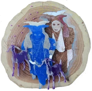 Goat Nature, Mixed Media, 13" x 13", 2013