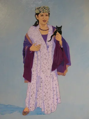 Black Cat in Hand, Acrylic on Panel, 16" x 12", 2010