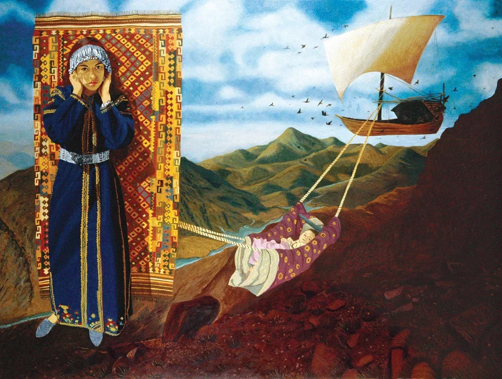 Boat in the Sky, Acrylic on Canvas, 59" x 78", 1995
