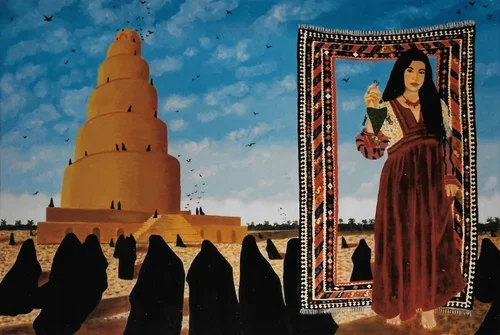 Samarra; Women in Black, Acrylic on Canvas, 24" x 36", 1995