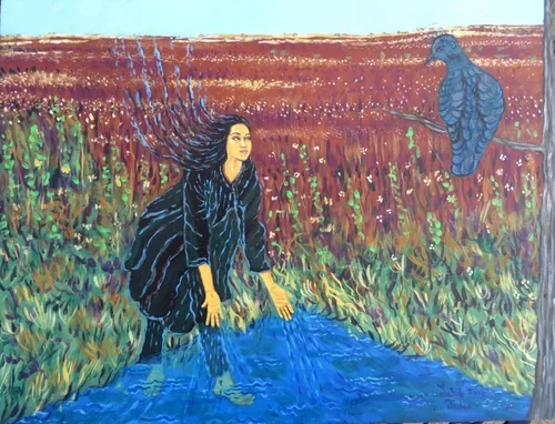 Bird and Water, Acrylic on Panel, 12" x 16", 2015