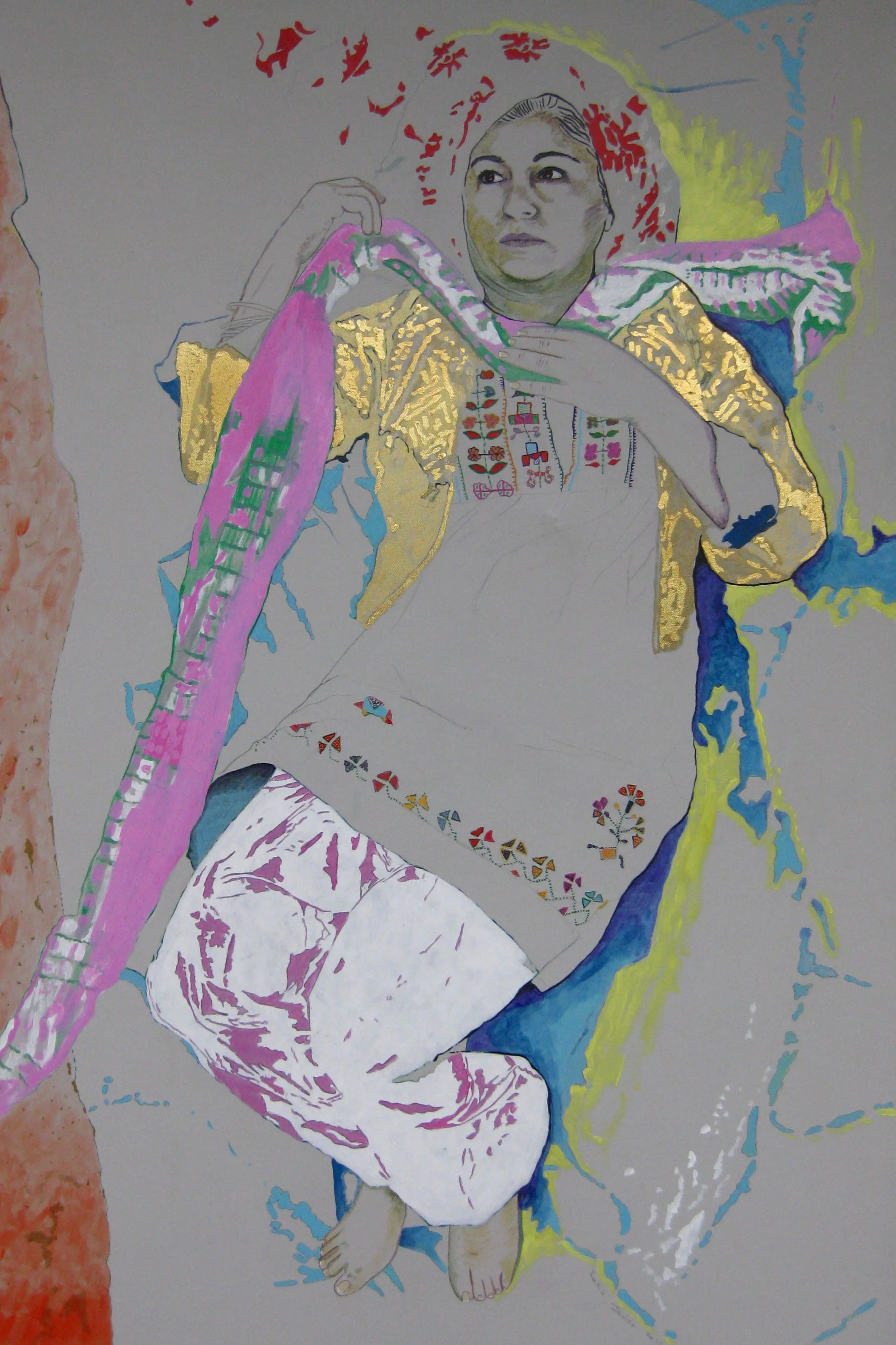 Green Scarf Self Portrait II, 65” x 42”, Acrylic on Canvas, 2011