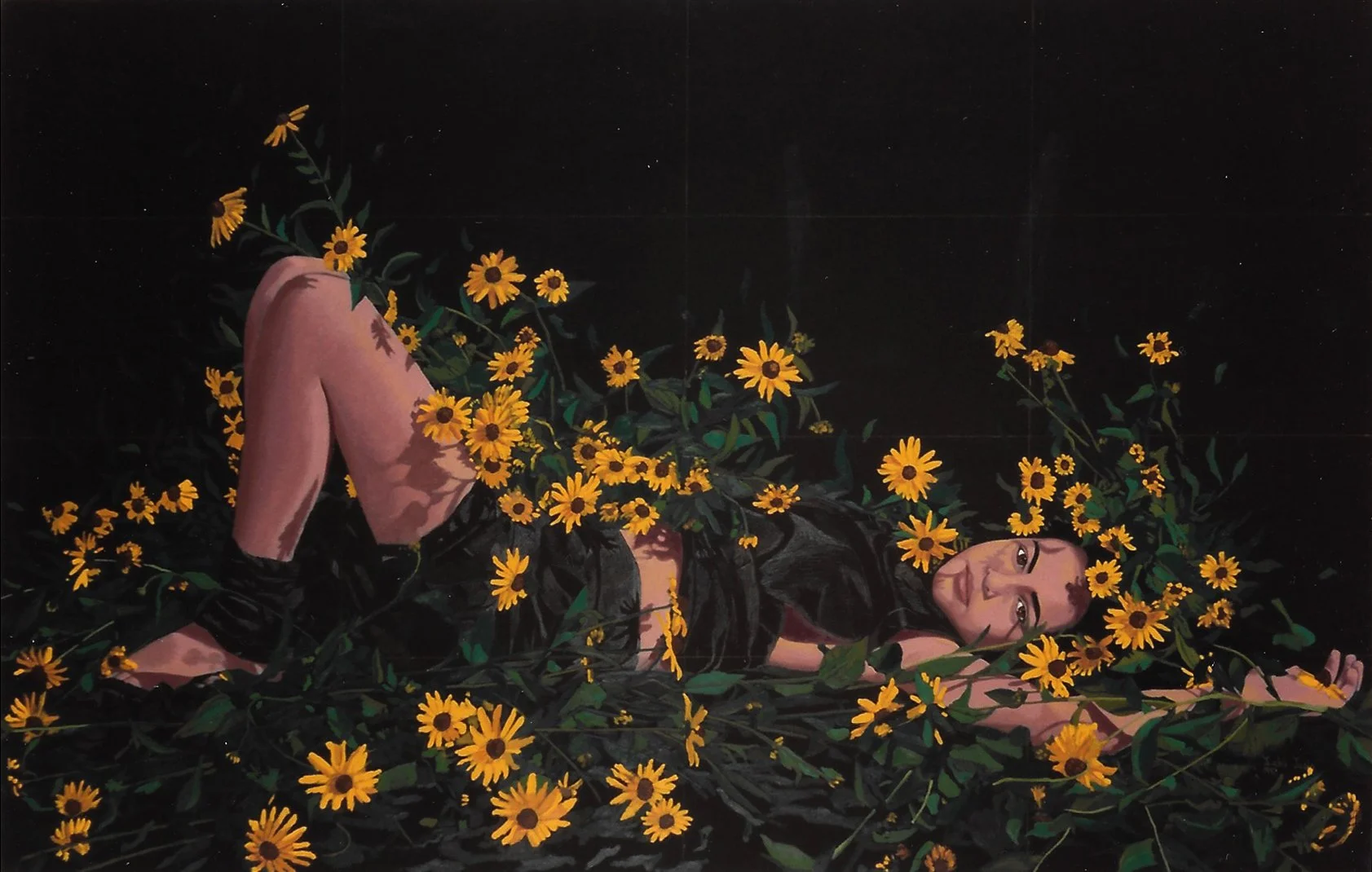 Girl with Flowers (Painting), 45” x 72”, Oil on Canvas, 1993