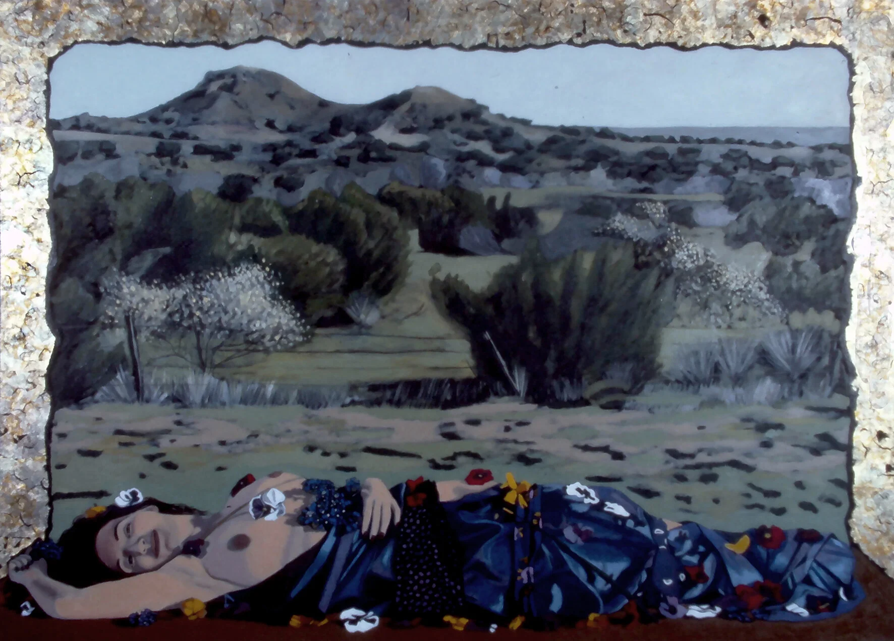 Shrouded; Post, 43"x60", Oil, Gold Leaf, and Silver Leaf on Canvas