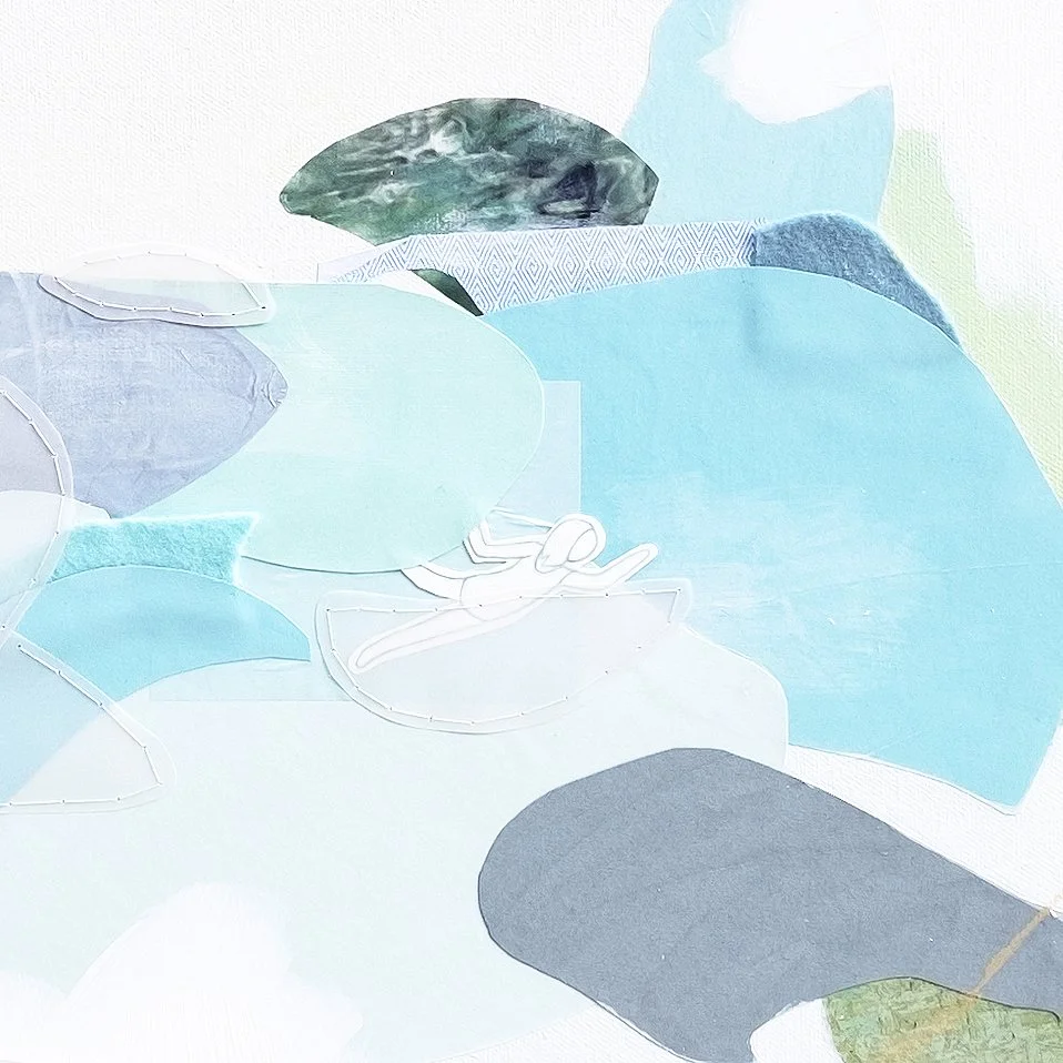 minimal contemporary mixed media swimming painting