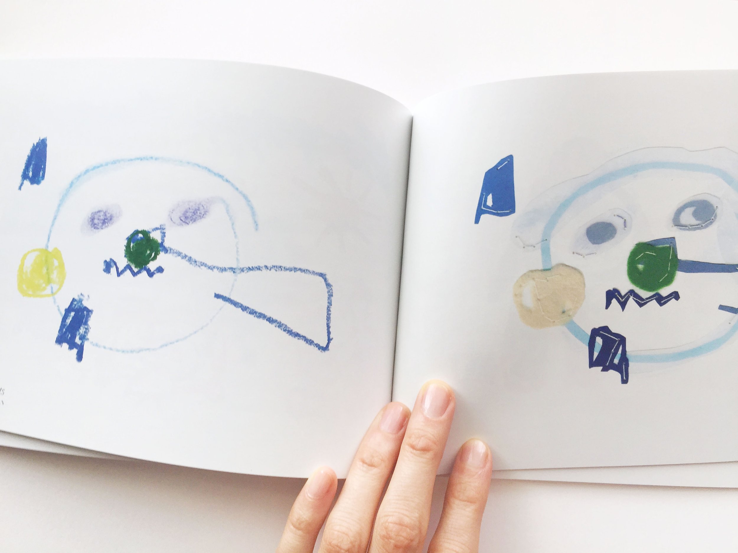 Book showing kids artwork portrait