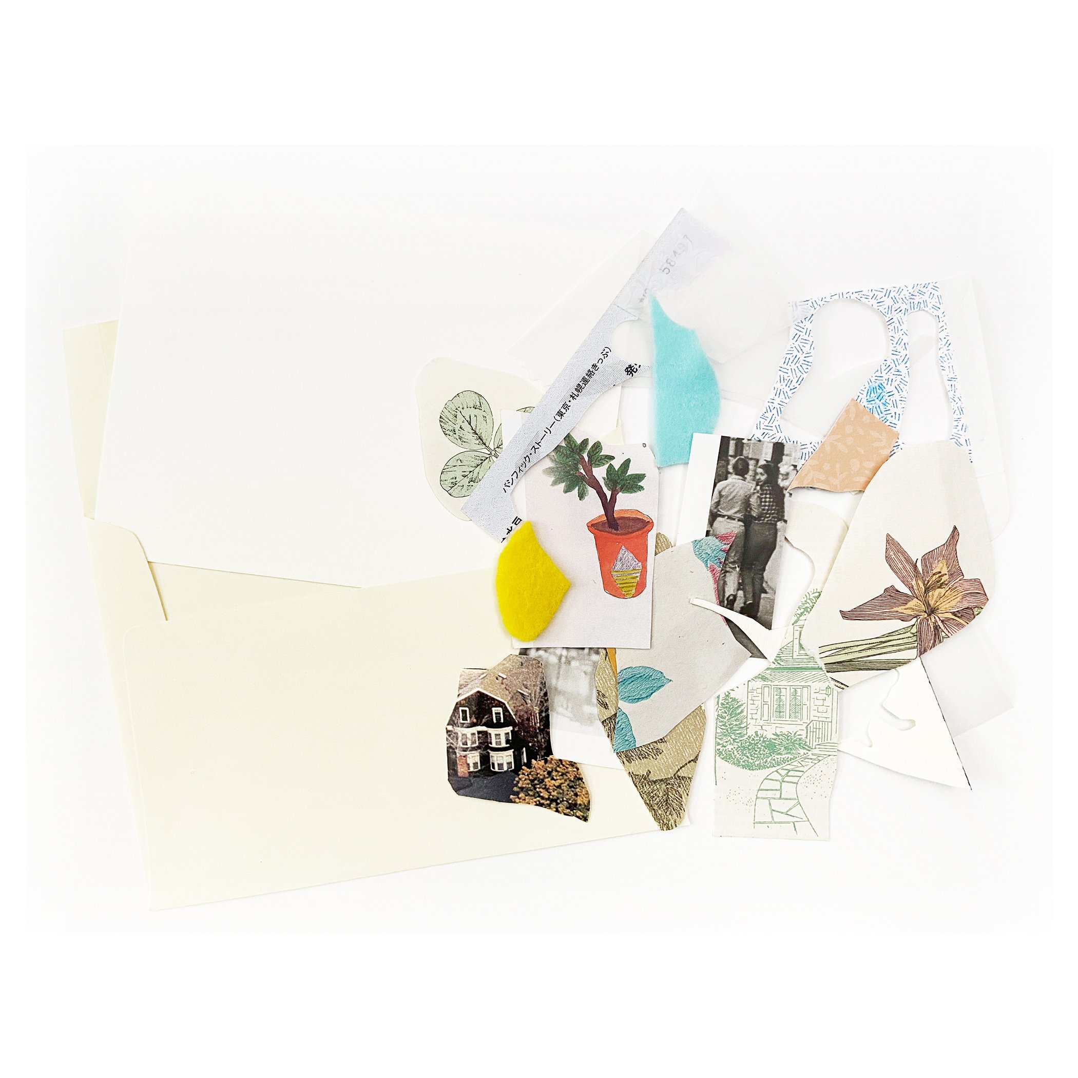 Envelope containing collage fragments