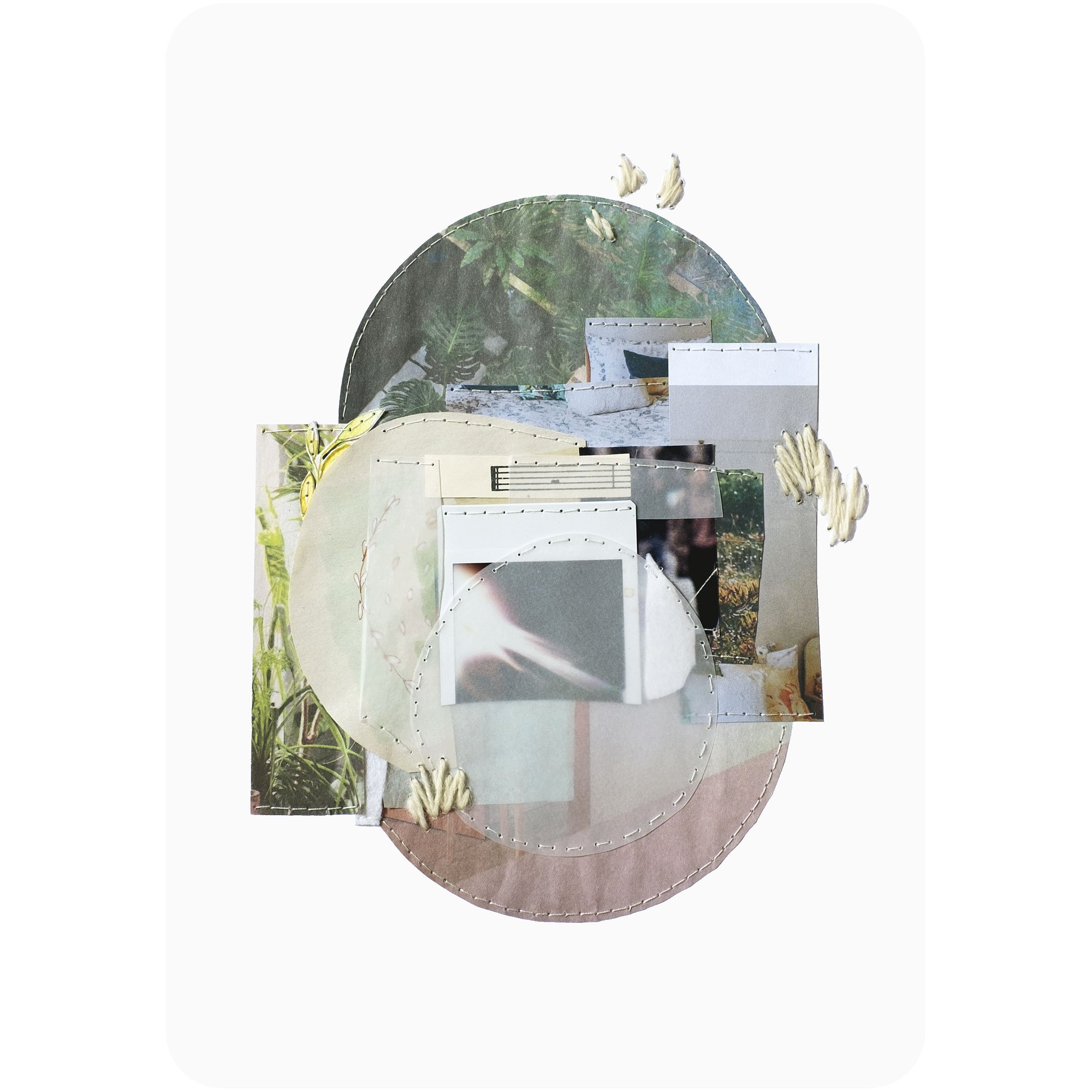 Pale colors abstract collage art