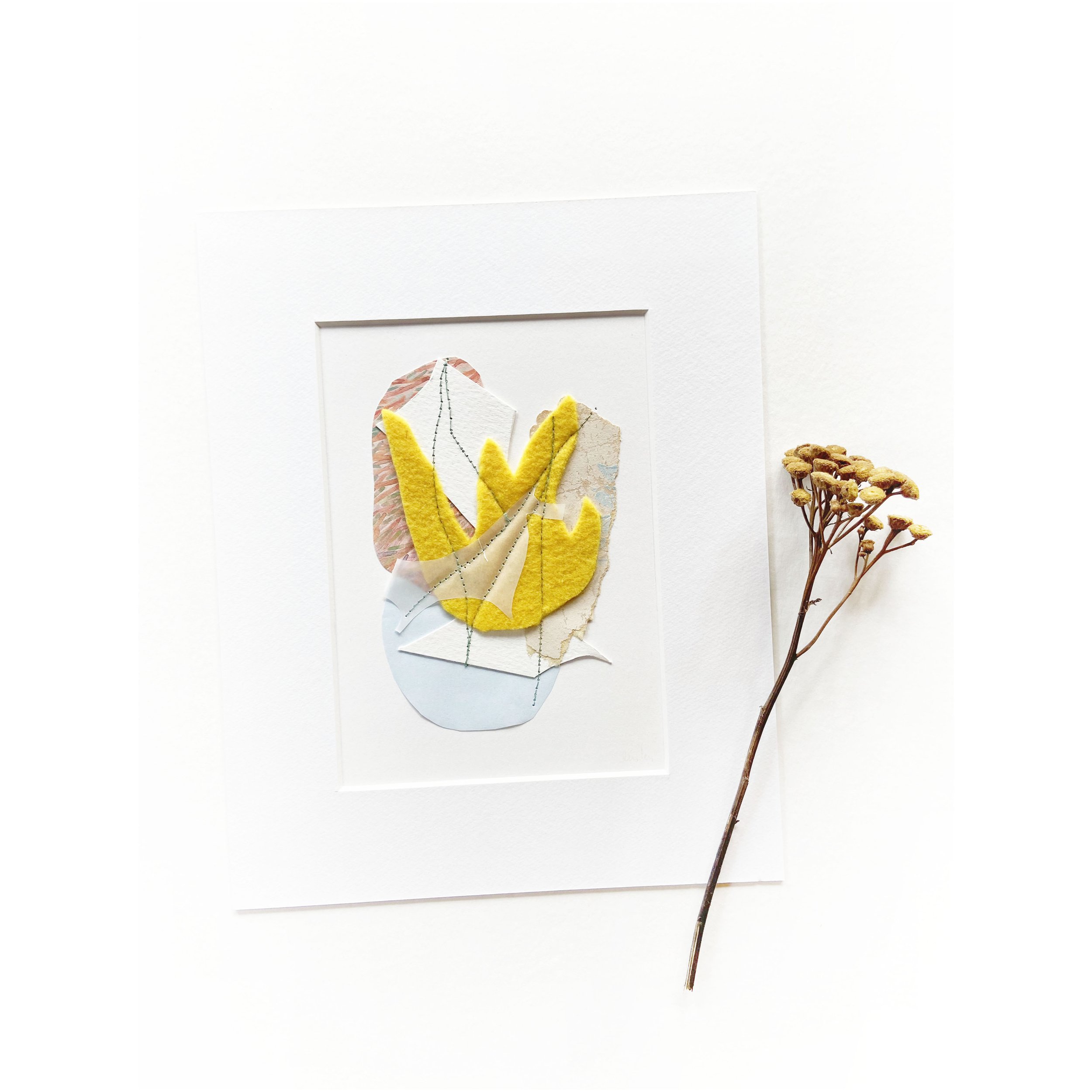 Yellow abstract sewn collage arizona sun
