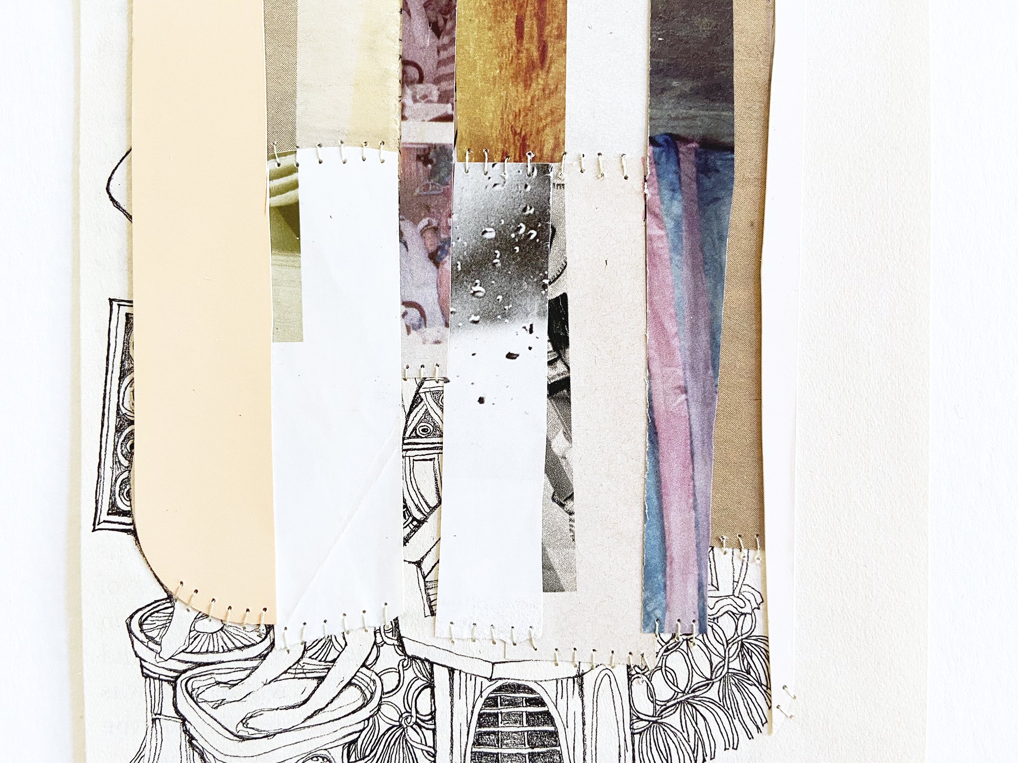 Abstract collage on vintage book paper