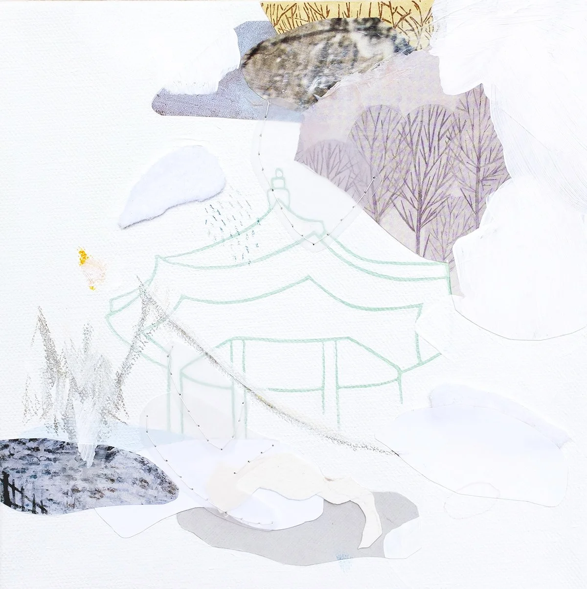 south korea minimal abstract mixed media painting