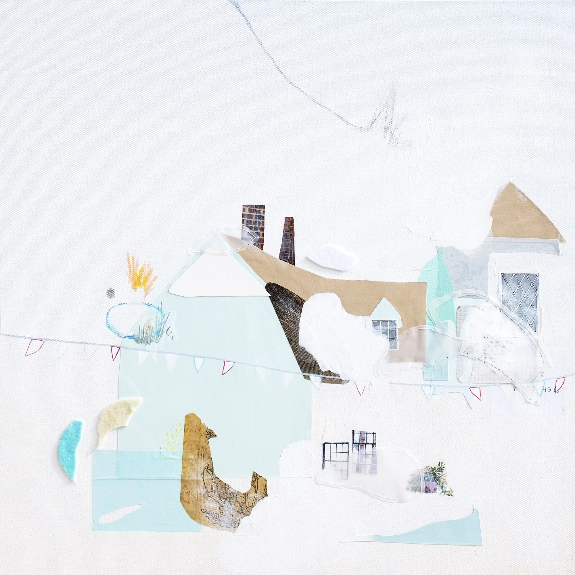 home abstract mixed media painting contemporary blue