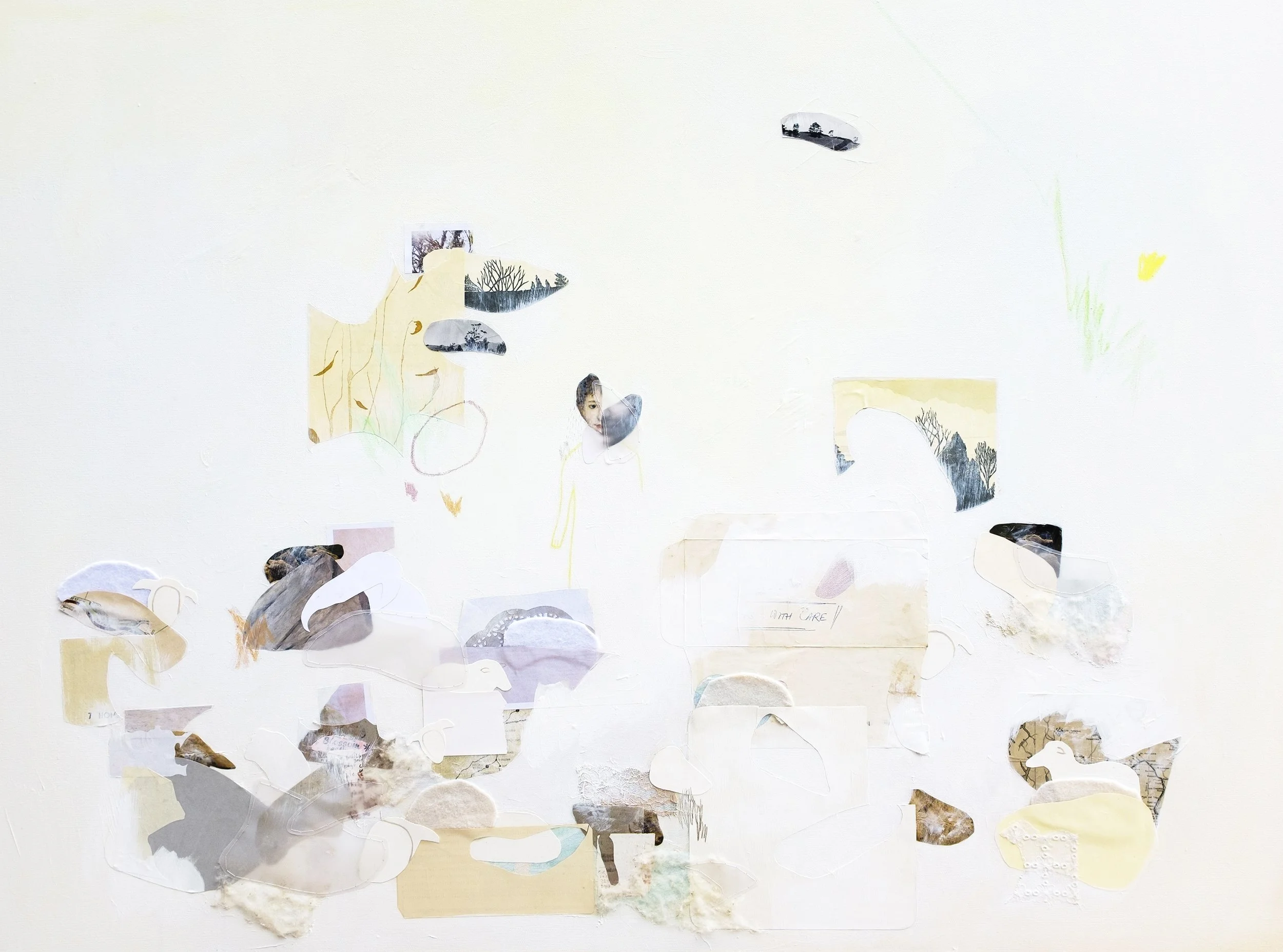 mixed media abstract minimal contemporary collage painting