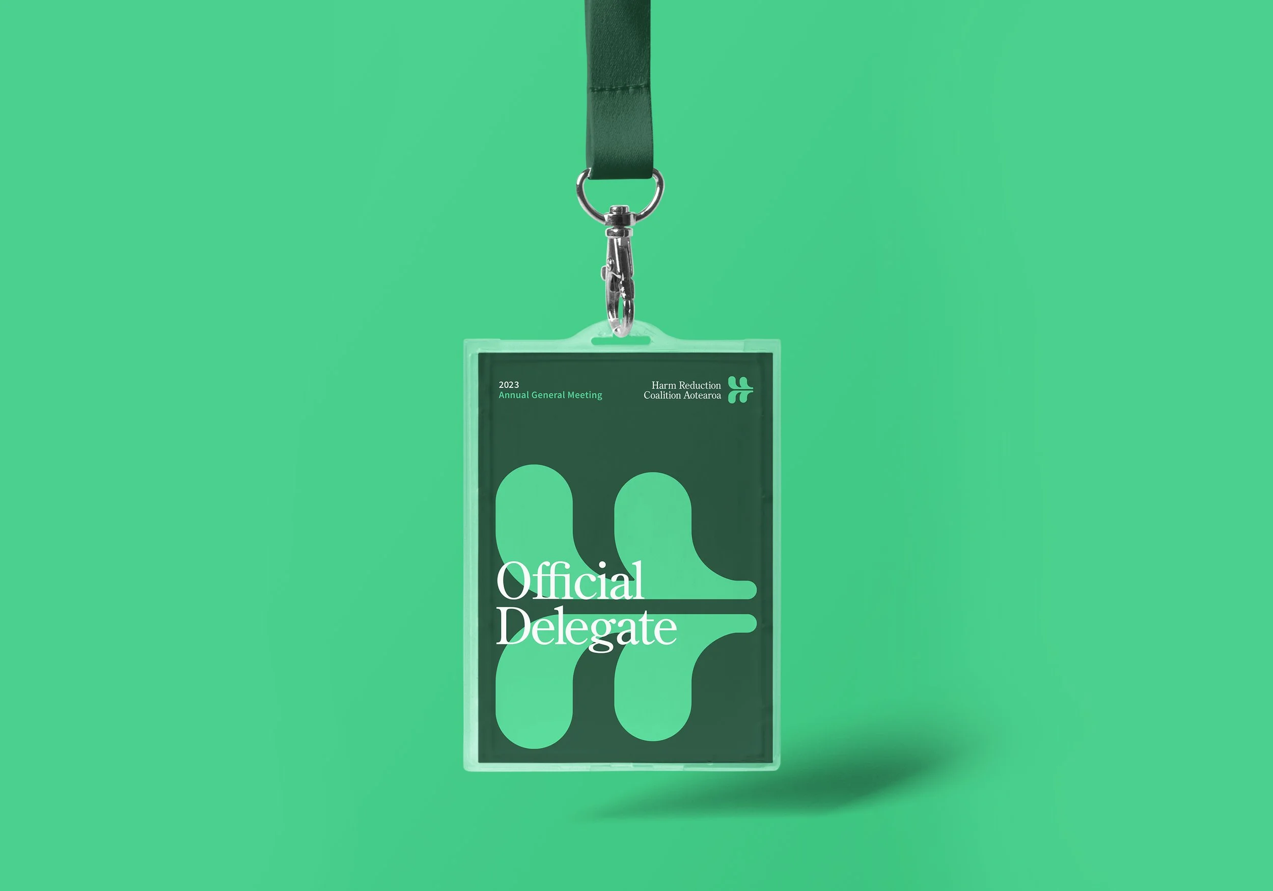 Unique lanyard design by Genre for Harm Reduction Coalition Aotearoa