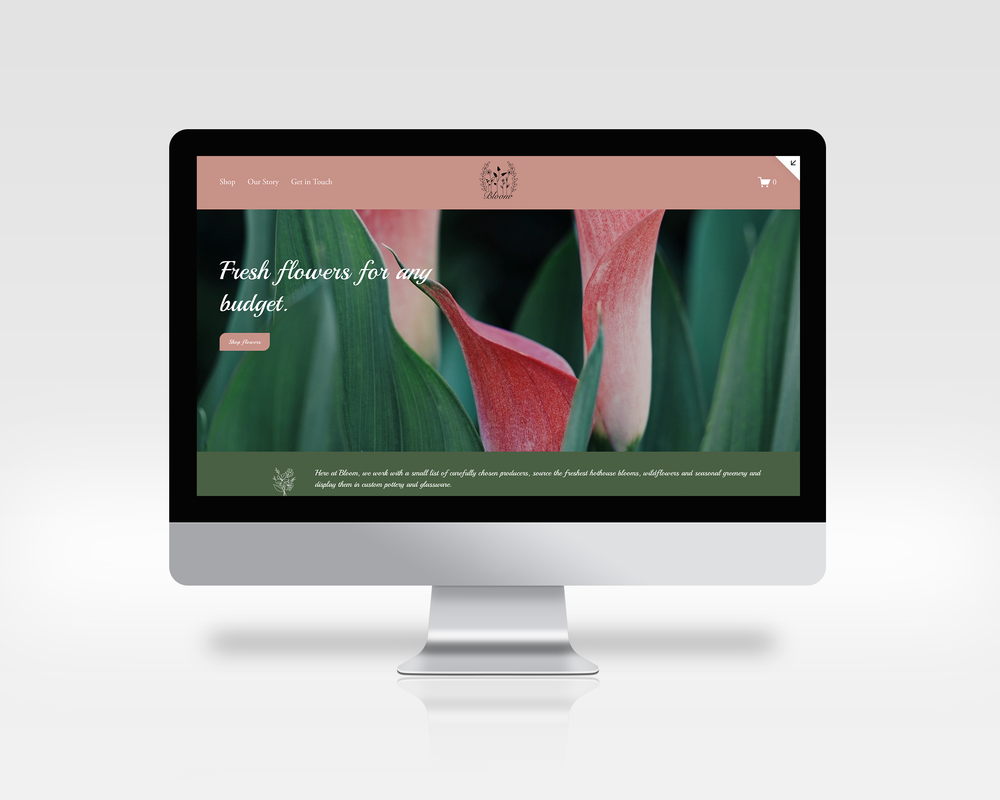 Homepage concept for shopping kits & bouquets