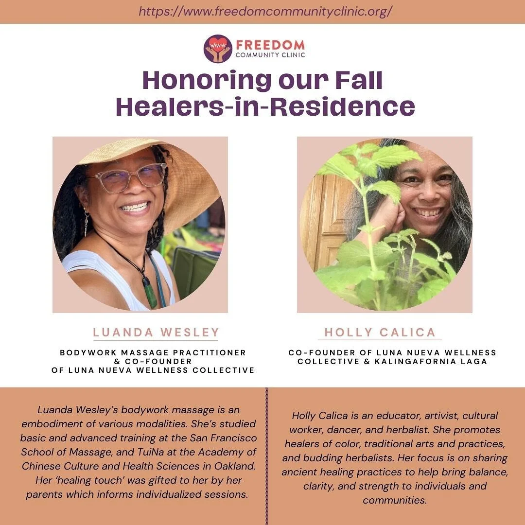 The Fall's Healer-in-Residence kicked off in October centering Spirit and the honoring of our ancestors. Holly and Luanda, during their time at Fruitvale's Ancestral Healing Sanctuary, have shared ancestral ways of healing&nbsp;practiced in Aotearoa,