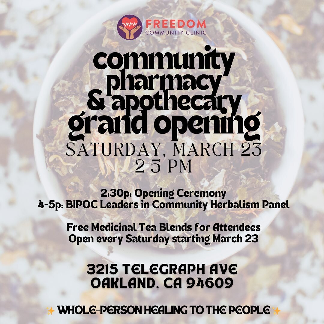 It&rsquo;s here Community! Join us Saturday, March 23 for the Grand Opening Celebration of our Community Pharmacy &amp; Apothecary!! 🍯🌍

Our Community Pharmacy and Apothecary is a medicine space that will carry medicines &amp; ancestral herbs from 