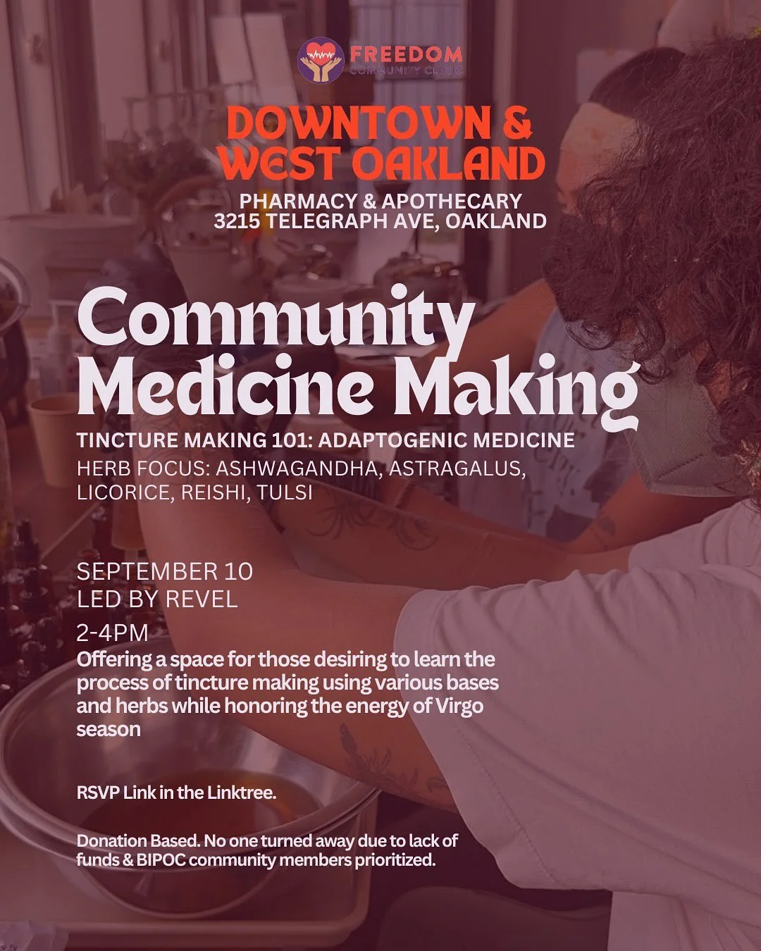 ☀️🌿 Blessed Friday y&rsquo;all! We&rsquo;re excited to share details about next Wednesday&rsquo;s Community Medicine-Making event! Join us on 9/10 from 2-4pm, led by revel with support from Khushboo, as we explore herb study in honor of Virgos&mdash