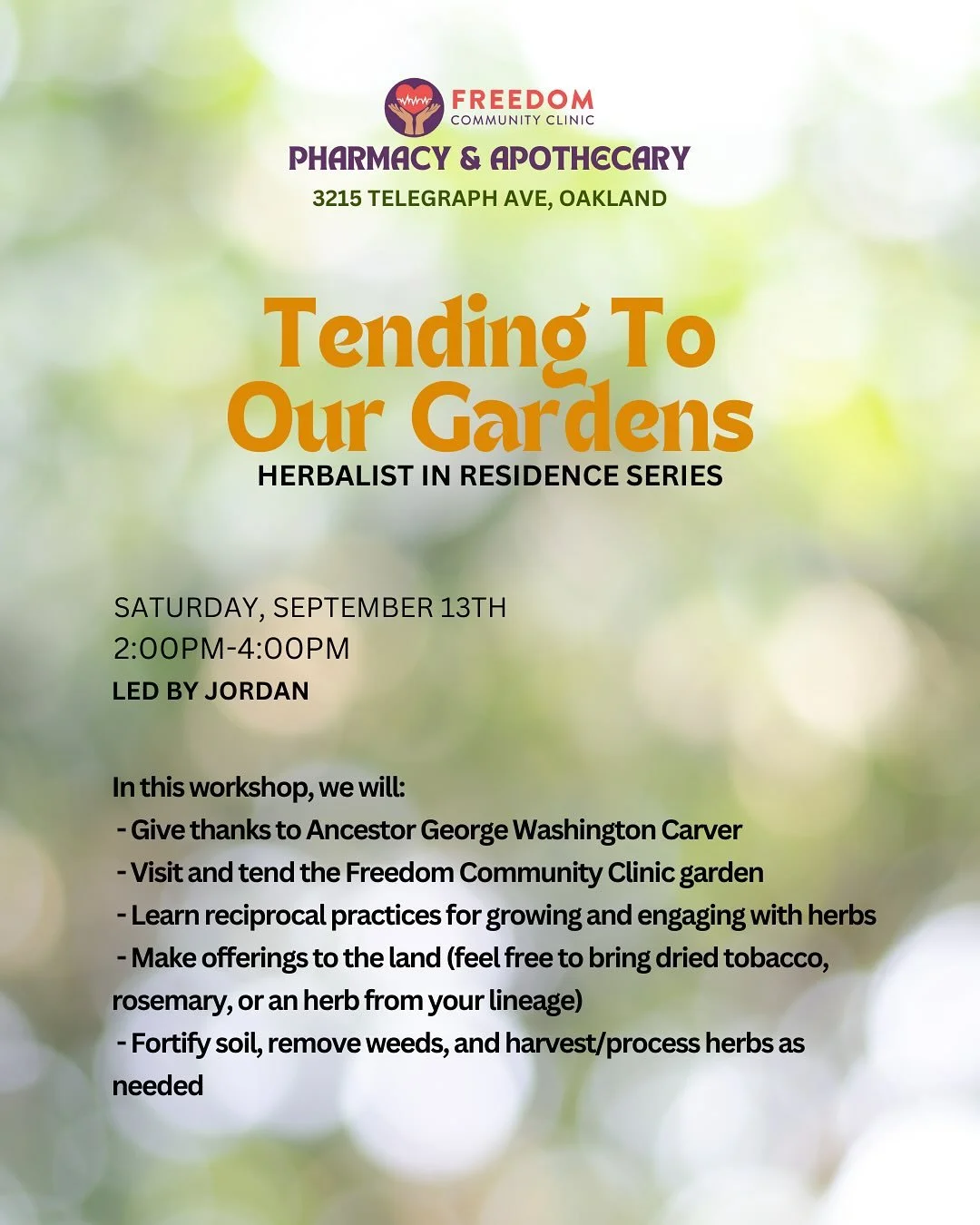 Blessed Wednesday y&rsquo;all ✨🌿 For folks desiring to deepening their practice of gardening and learning about the herbal medicine in our Apothecary &amp; Pharmacy garden, we invite you to join our Herbalist-in-Residence Jordan (@freedomforage.99 )