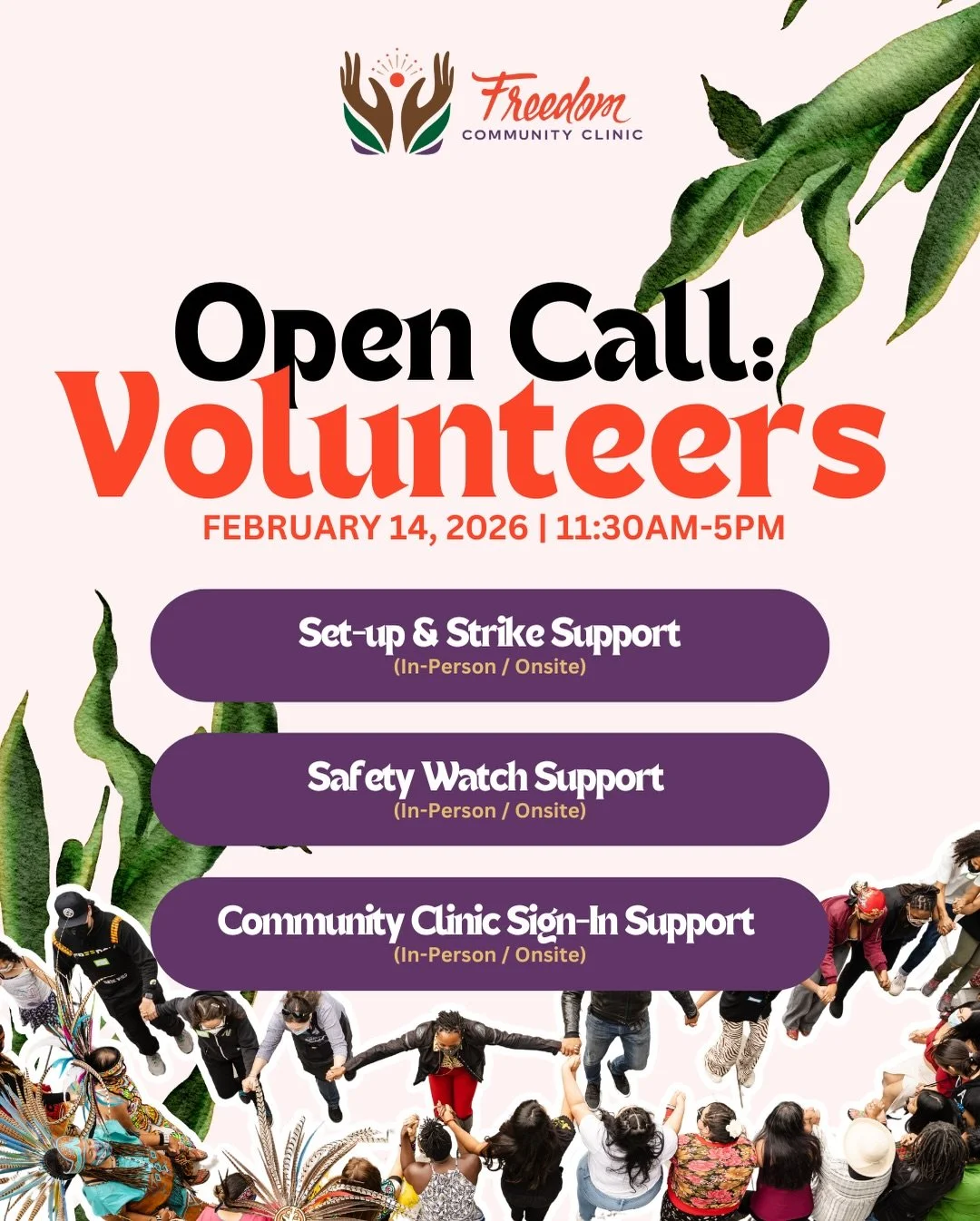 🌱 Hello lovely people
FCC&rsquo;s first Community Healing Clinic of 2026 is on Feb 14th during @westoaklandmuralproject Love the People Block Party and we are in need of a few volunteers to make this event run smoothly with great energy. 

🤲🏾✨Volu