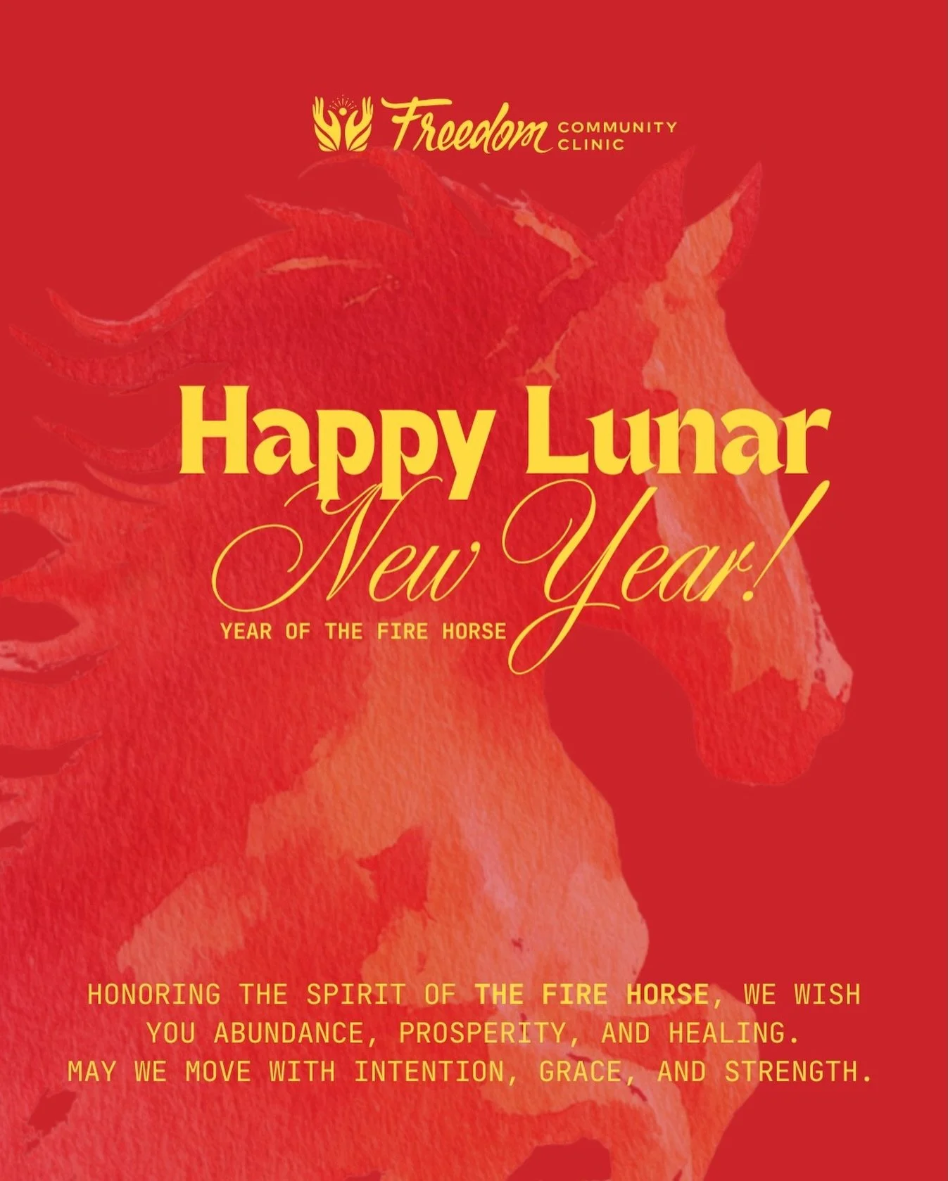 ✨❤️ Happy Lunar New Year from the FCC Team! 

As we enter into the 🔥🐎 Fire Horse energy, may we move with intention, grace, and strength. We look forward to embodying this energy as we continue to push boundaries and create more opportunities to sh