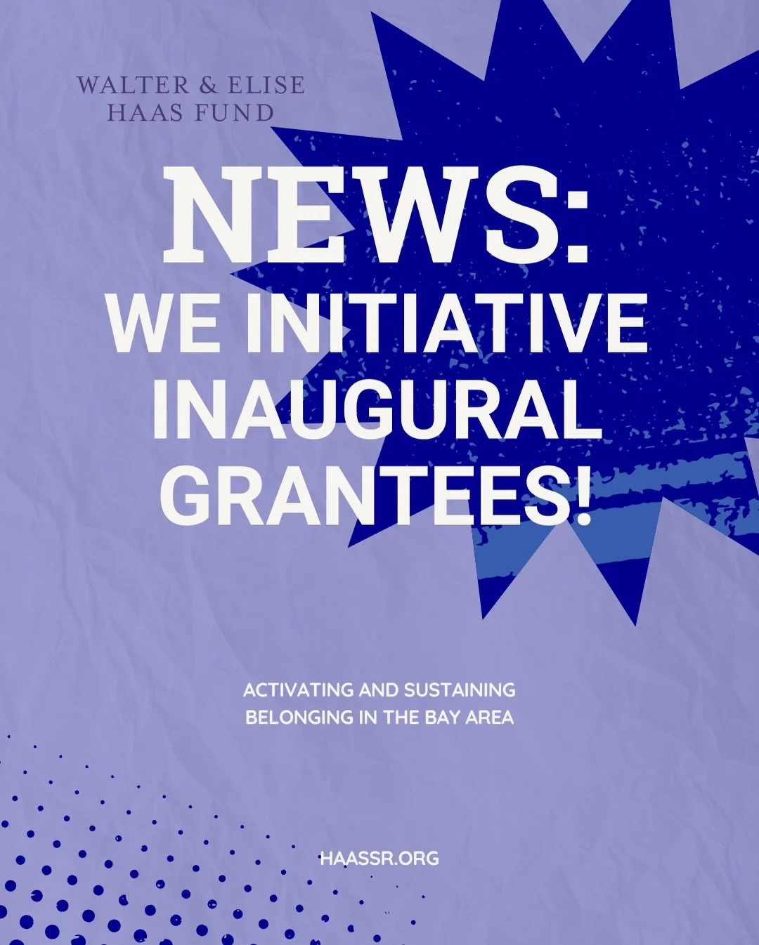 ✨We&rsquo;re excited to announce that we have been selected as an inaugural awardee of the @haassrfund &rsquo;s brand-new WE Initiative&mdash;a $12M investment to fuel ongoing efforts to strengthen community bonds and foster connection across the Bay
