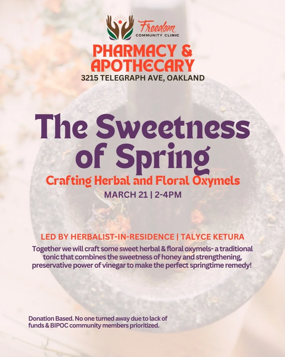 ✨🌿 Hello Community! We&rsquo;re so grateful to all those who have attended the workshops at the Apothecary &amp; Pharmacy this season. Next up is another workshop by our resident herbalist Talyce Ketura, this Saturday, March 21! We&rsquo;ll be build