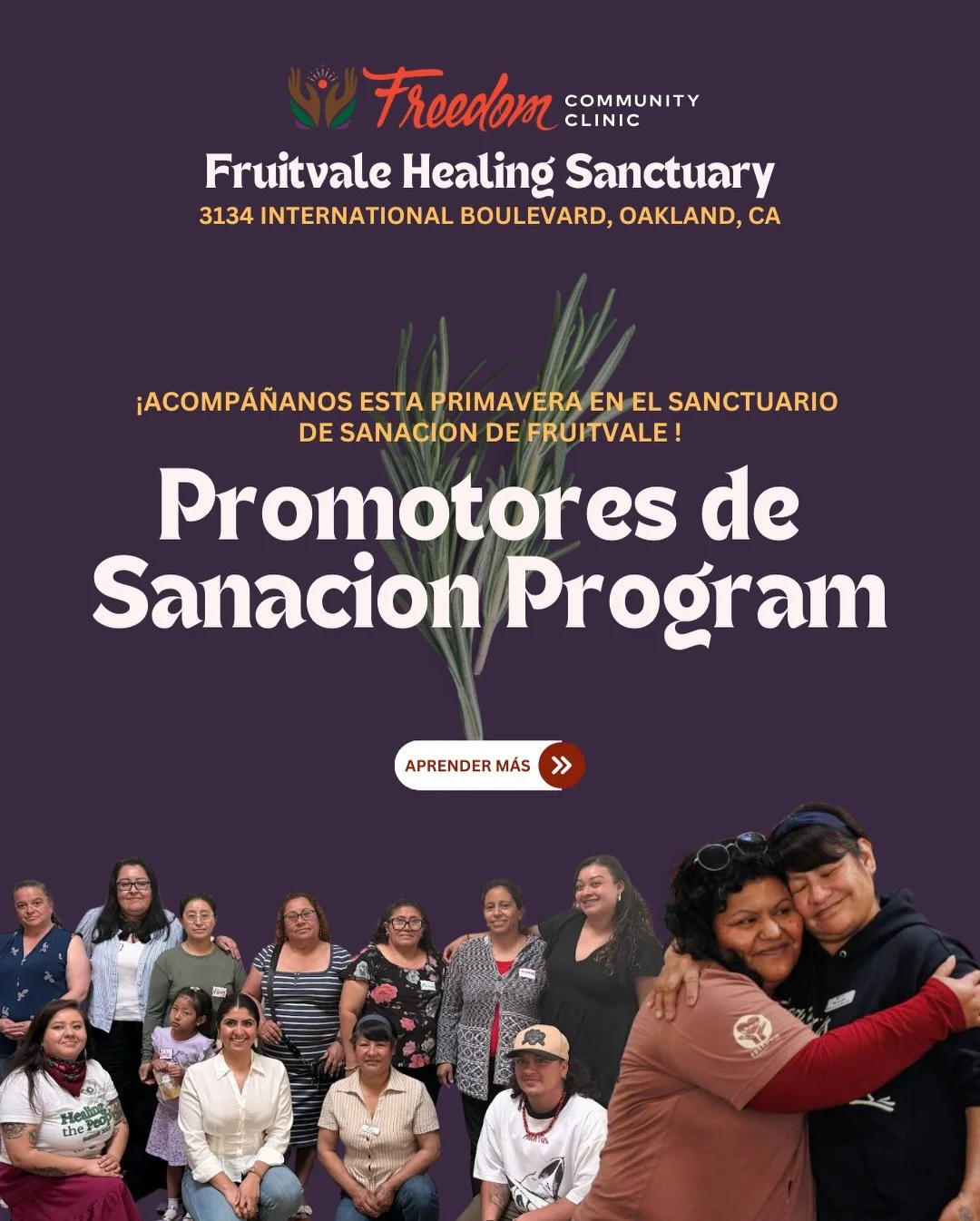 🌱🌿 &iexcl;Acomp&aacute;&ntilde;anos esta primavera en el Sanctuario de Sanacion de Fruitvale !

El Programa Promotores de Sanaci&oacute;n es una iniciativa centrada en fomentar la sanaci&oacute;n comunitaria mediante el desarrollo de las habilidade